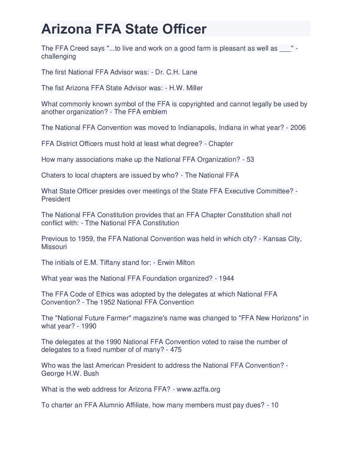 Arizona FFA State Officer Browsegrades